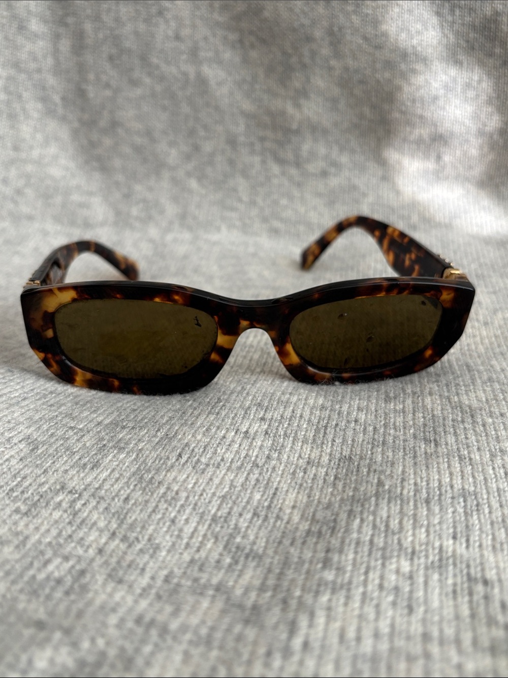 Miu Miu B04 Tortoiseshell Rectangular Small Frame Sunglasses